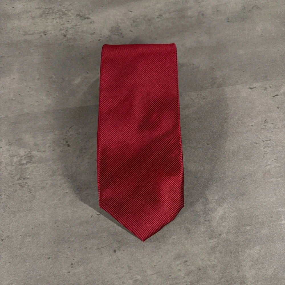 Dan John Necktie Mens OS Red Wine Ribbed Texture Classic EUC